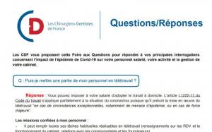 Foire aux questions : télétravail, IJ pour les chirurgiens-dentistes, fermeture du cabinet et personnel salarié...