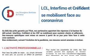 - LCL, Interfimo et Créfident se mobilisent face au coronavirus